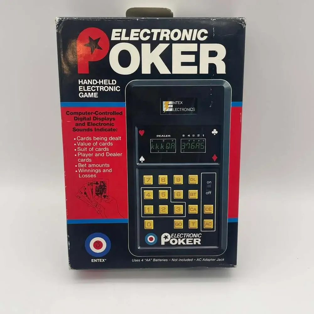 Vintage 1979 Entex Electronic Poker Handheld Game No. 6005 with Box and Instruct